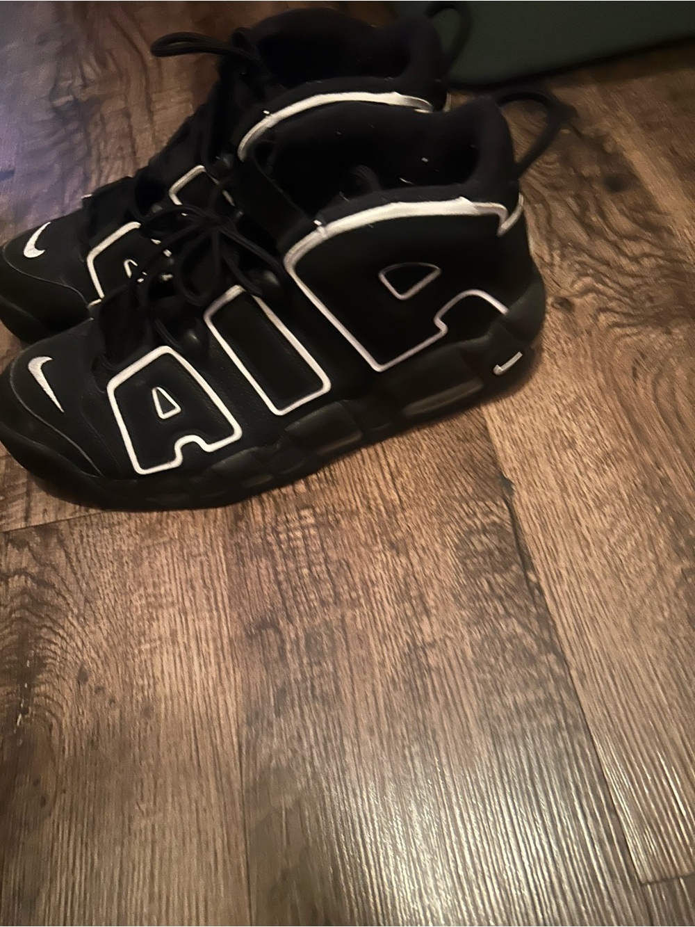 Nike Kids Black and White Air More Uptempo Sneakers